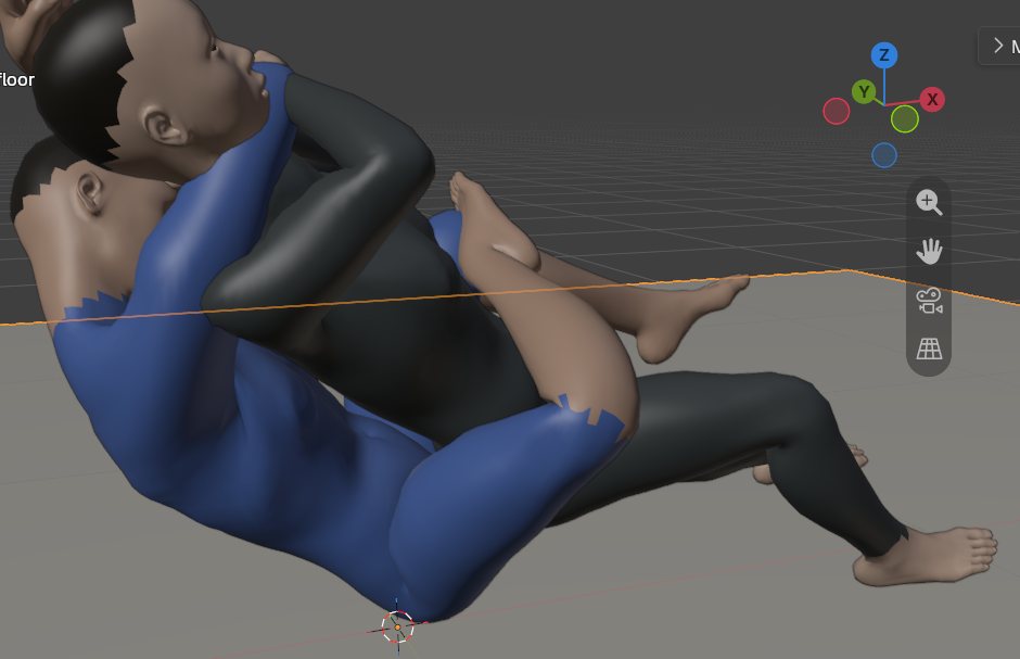 Blenderの3Dビューポートと右側のナビゲーションアイコン